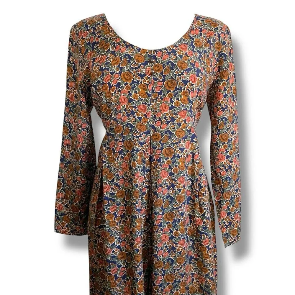 Vintage 90s Express Womens Jumpsuit Sz Medium Brown Floral Wide Leg Cottagecore